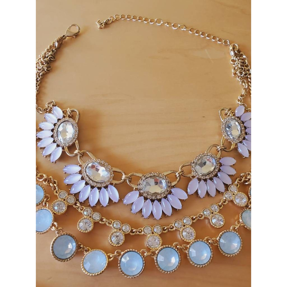 Premier Designs Womens Angelic Multi Strand Necklace Blue Crystal 2 Pc Set 20"